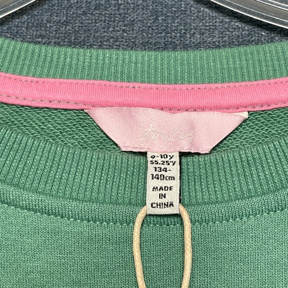 Joules Tiana Sequined Rainbow Sweatshirt Girls 9-10Y Green Cotton Ruffled Trim - Picture 11 of 16